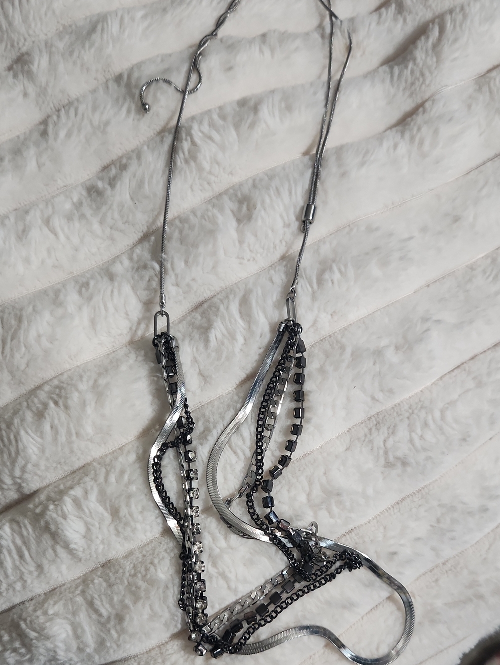 Layered Multi-Chain Silver-Tone Women's Necklace